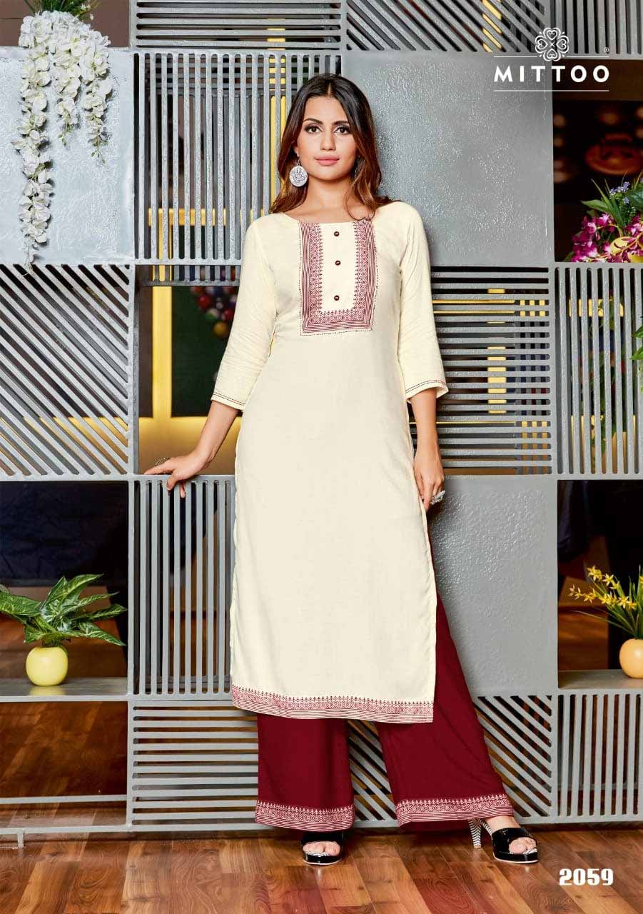 Mittoo Panghat Vol-9 Rayon Printed Palazzo Kurti Mittoo Panghat Vol-9 Rayon Printed Palazzo Kurti